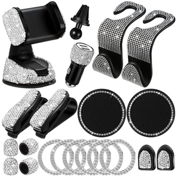 FLAPI Bling Car Accessories Set - Silver - Picture 1 of 3